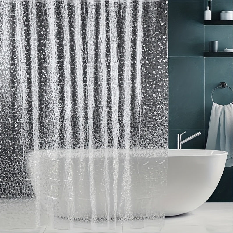 3D Pebble Pattern Shower Curtain Water-Resistant Polyester Easy to Clean Space-Themed Christmas Decor