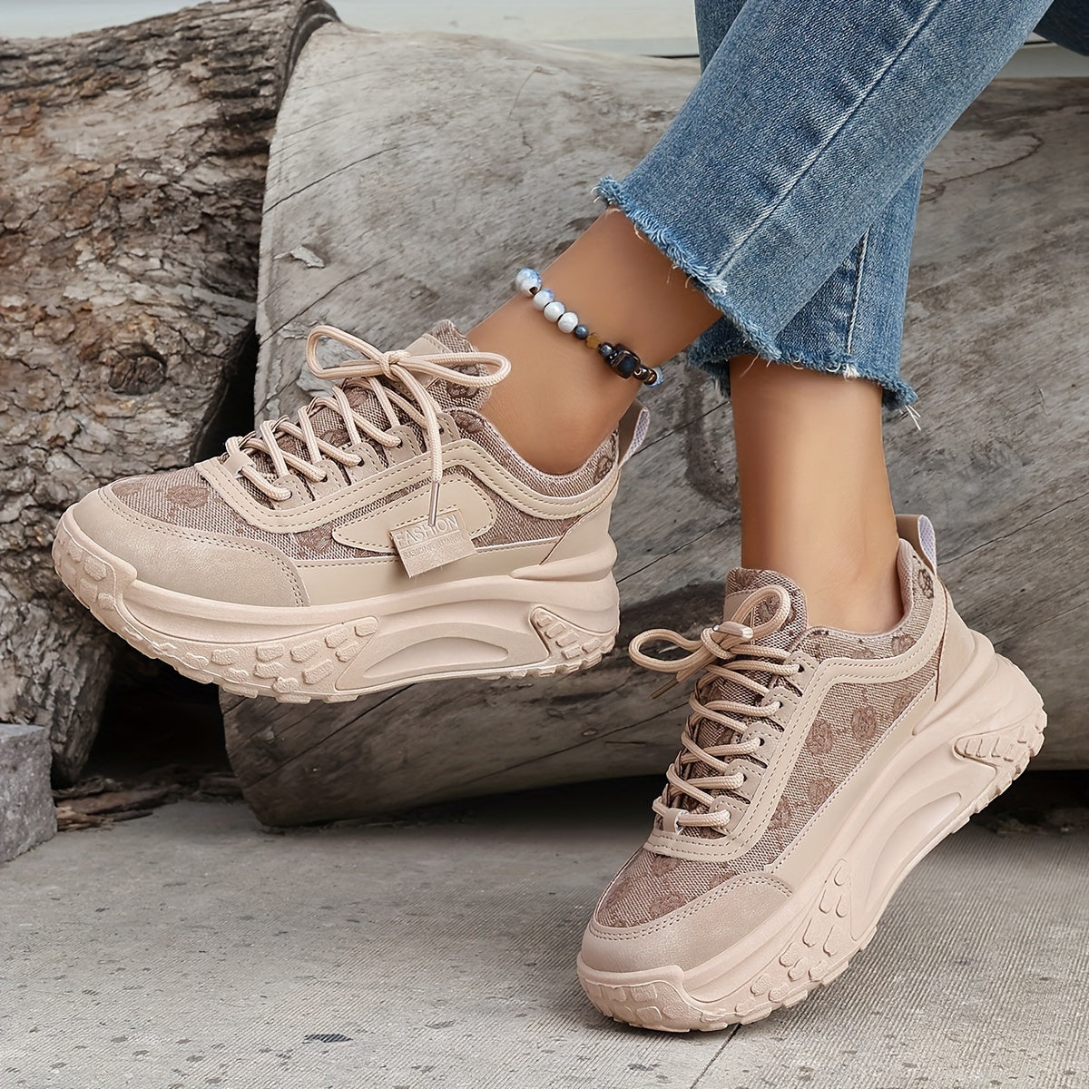 Women's Floral Pattern Platform Sneakers Lightweight Comfortable Walking Shoes
