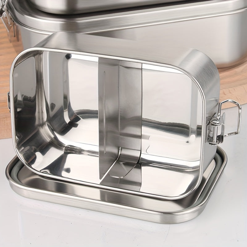 Герметичный ланч-бокс из нержавеющей стали — цельный, прочный и портативный, с герметичным отделением, идеально подходит для студентов и обедов на открытом воздухе