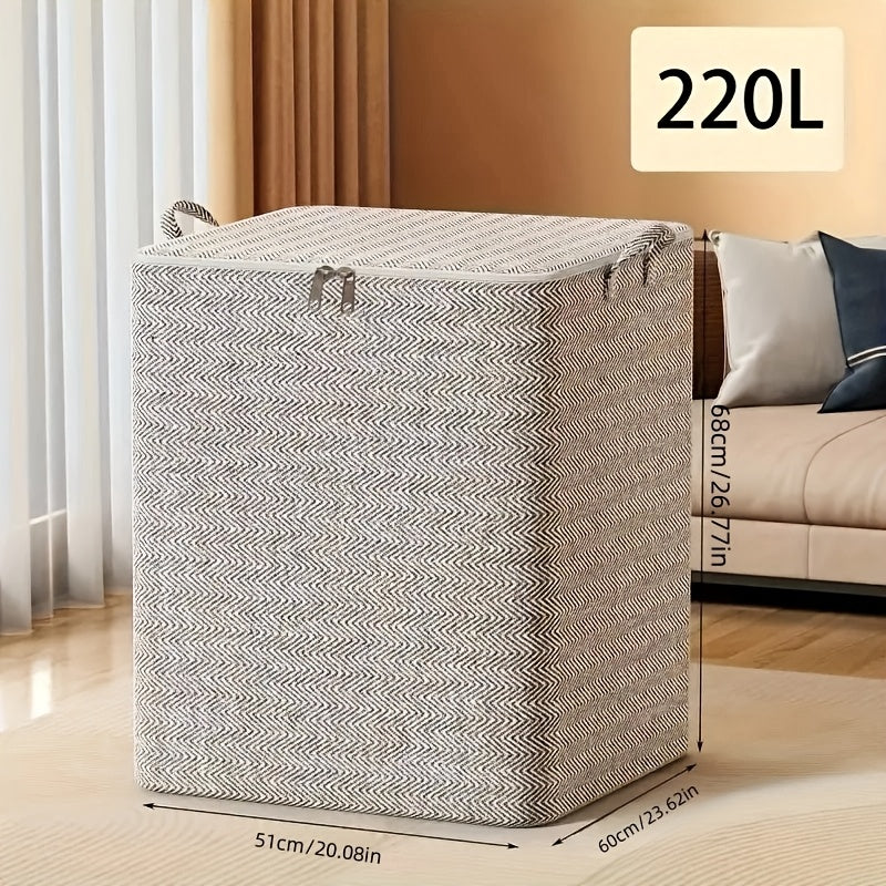 Organizador de almacenamiento con asas y contenedor con cremallera para mantas, ropa, dormitorio, residencia, viaje