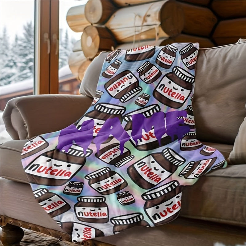 Custom Cartoon Nutella Pattern Flannel Fleece Blanket for Bed Couch Camping