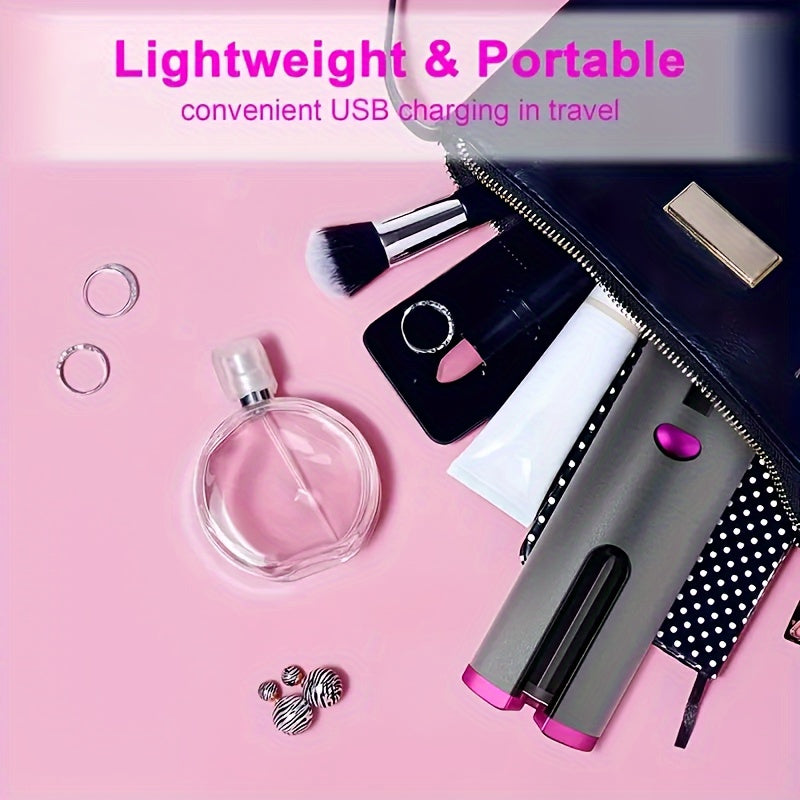 Portativ USB zaryadlovchi aylanuvchi jingalak temir, simsiz avtomatik soch jingalash, to'siqsiz keramik silindr, tez isitish usuli, 5 darajali harorat nazorati, 1.5m sim, 36V maksimal