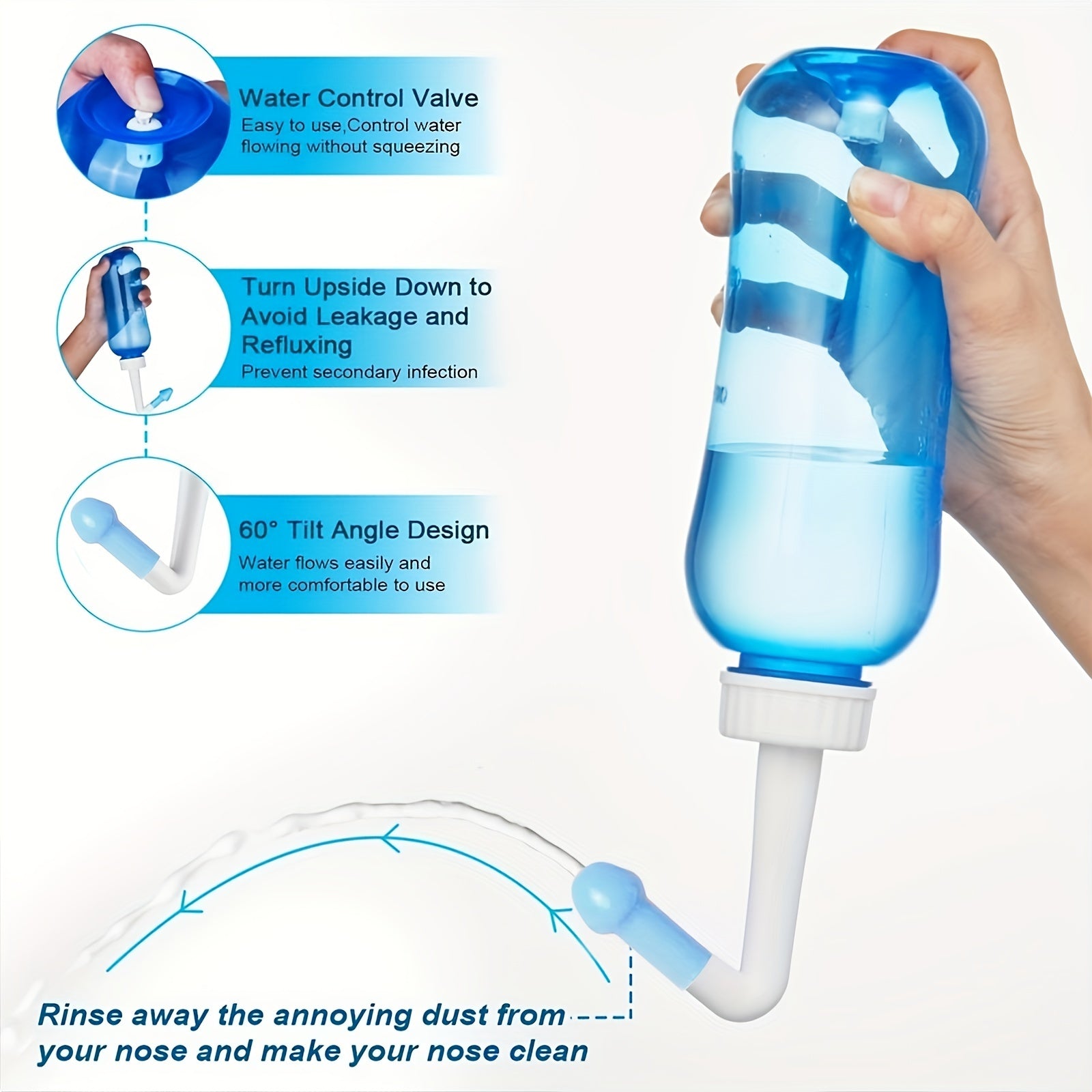 Nasal Wash Bottle Set for Sinus Relief and Allergy Care 300ml 500ml Neti Pot