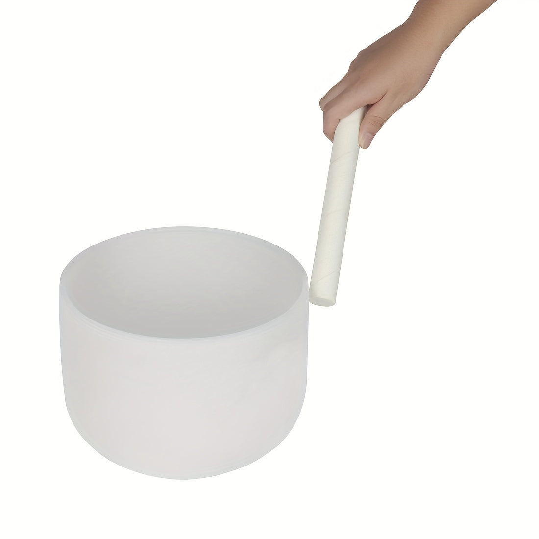 10-Inch White Crystal Music Bowl G Tone with Sheepskin Stick and Rubber Gasket