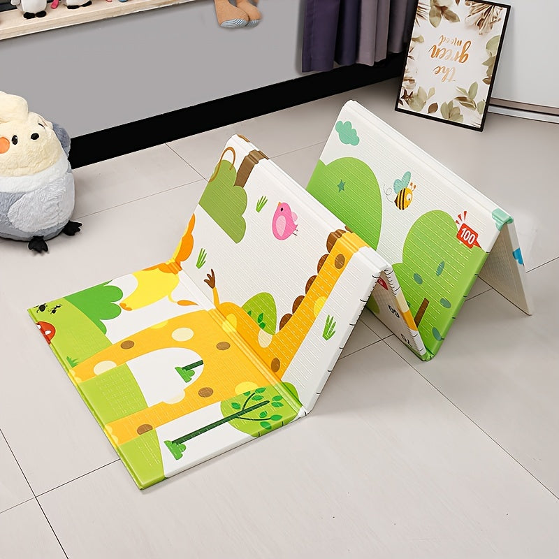 Portable Play Mat with Cartoon Animal Design Foldable and Travel-Friendly Durable XPE Material