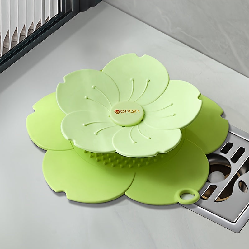 Cubierta de desagüe con forma de flor de cerezo con sello ant odor y recolector de cabello para baño