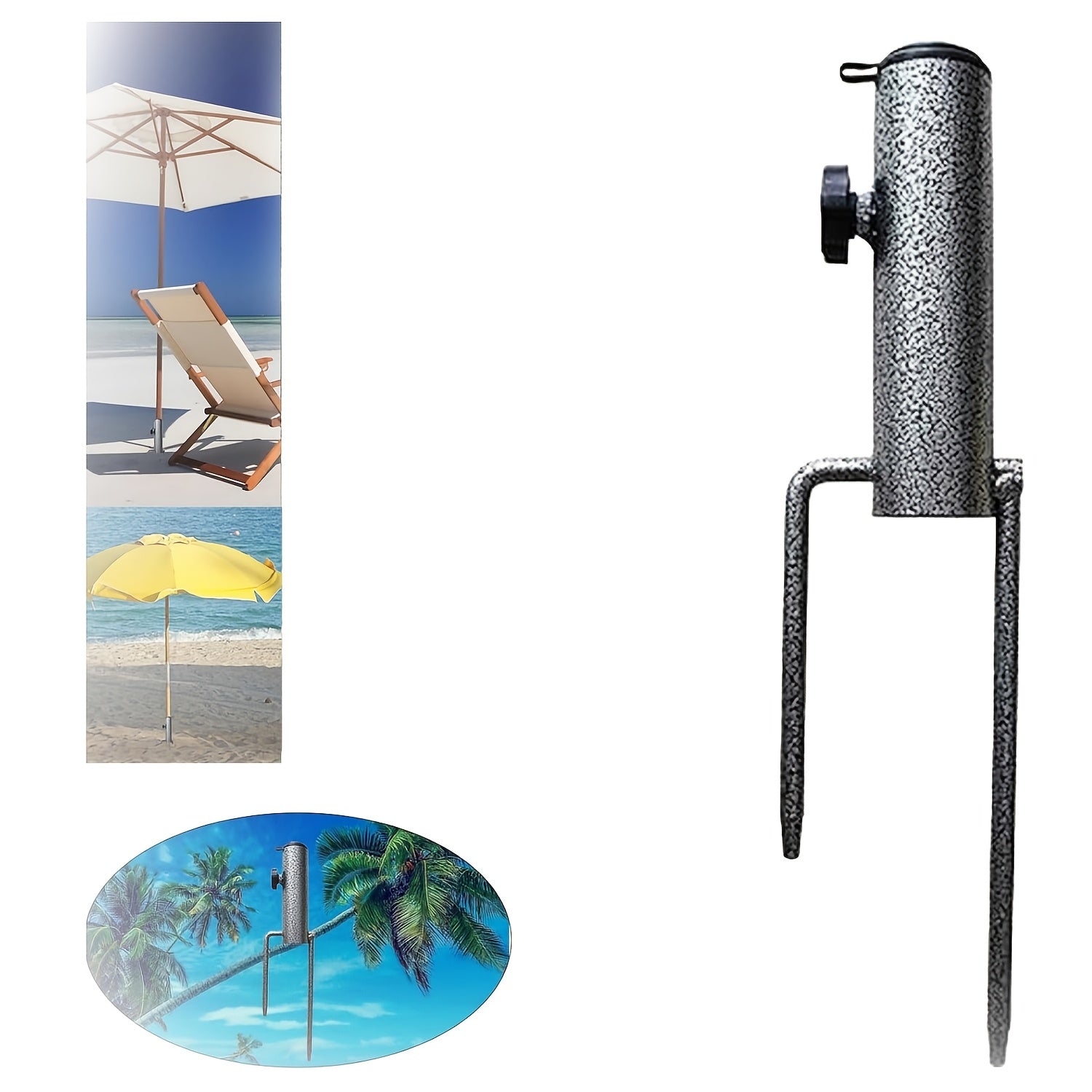 Heavy Duty Metal Ground Anchor for Patio and Beach Umbrellas with Two Forks for Soil and Outdoor Use