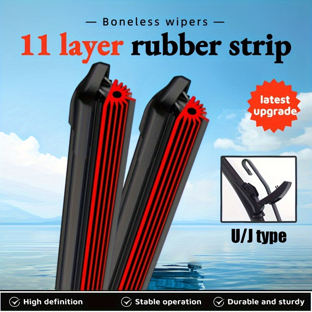 Universal Car Windshield Wiper Set 11-Layer Rubber Durable Silent Sizes 35.56cm-71.12cm