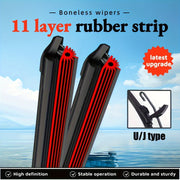 Universal Car Windshield Wiper Set 11-Layer Rubber Durable Silent Sizes 35.56cm-71.12cm