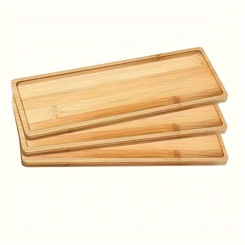 Bamboo Bathroom and Kitchen Tea Tray Multi-Use Decor Organizer