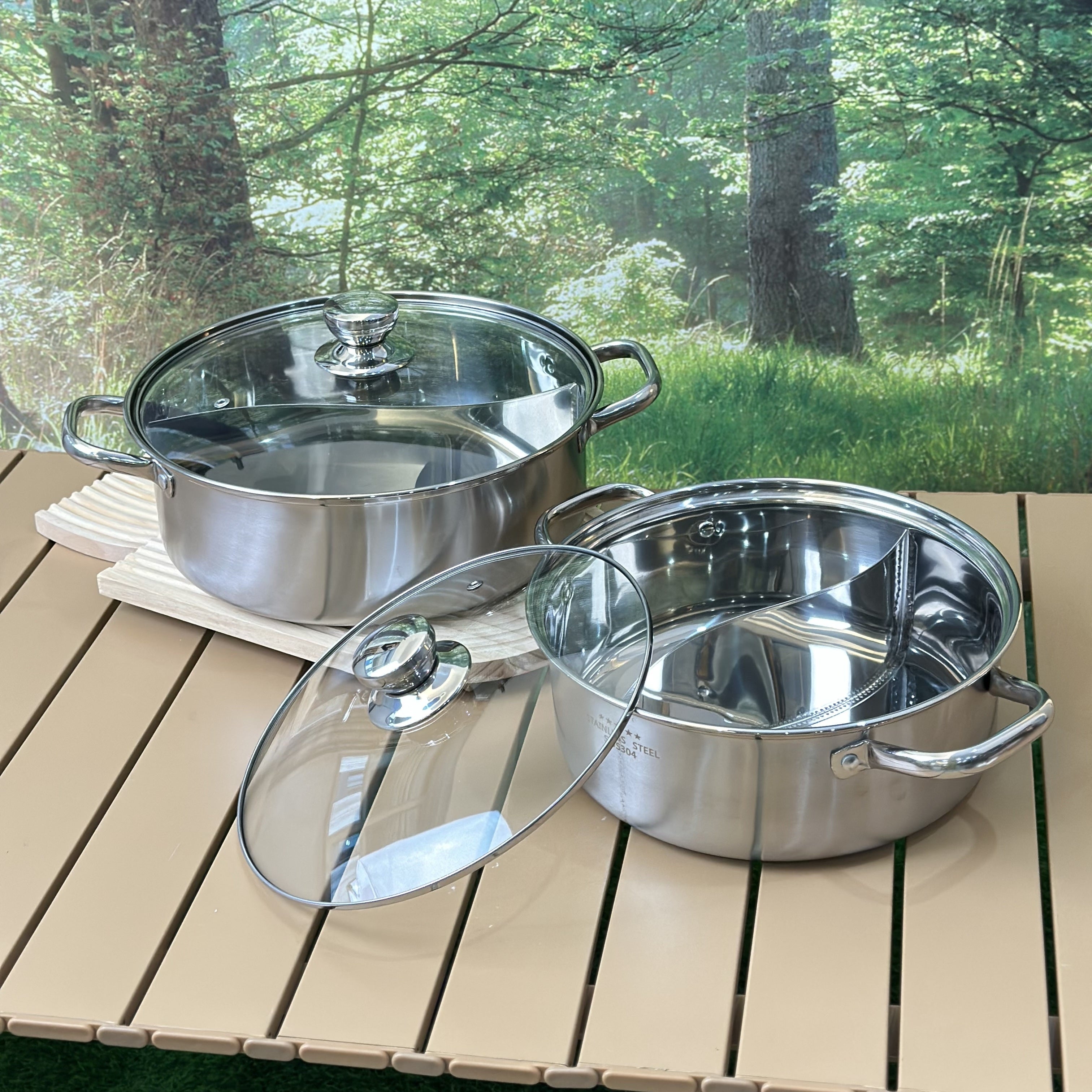 Ko'p o'lchovli zanglamas po'latdan yasalgan Mandarin o'rdak issiq qozon, qalin uch qatlamli pastki bilan - turli pech turlari uchun mos, katta sig'im (25.91 sm dan 33.78 sm gacha) - ochiq havoda lagerda va oshxonada pishirish uchun ideal