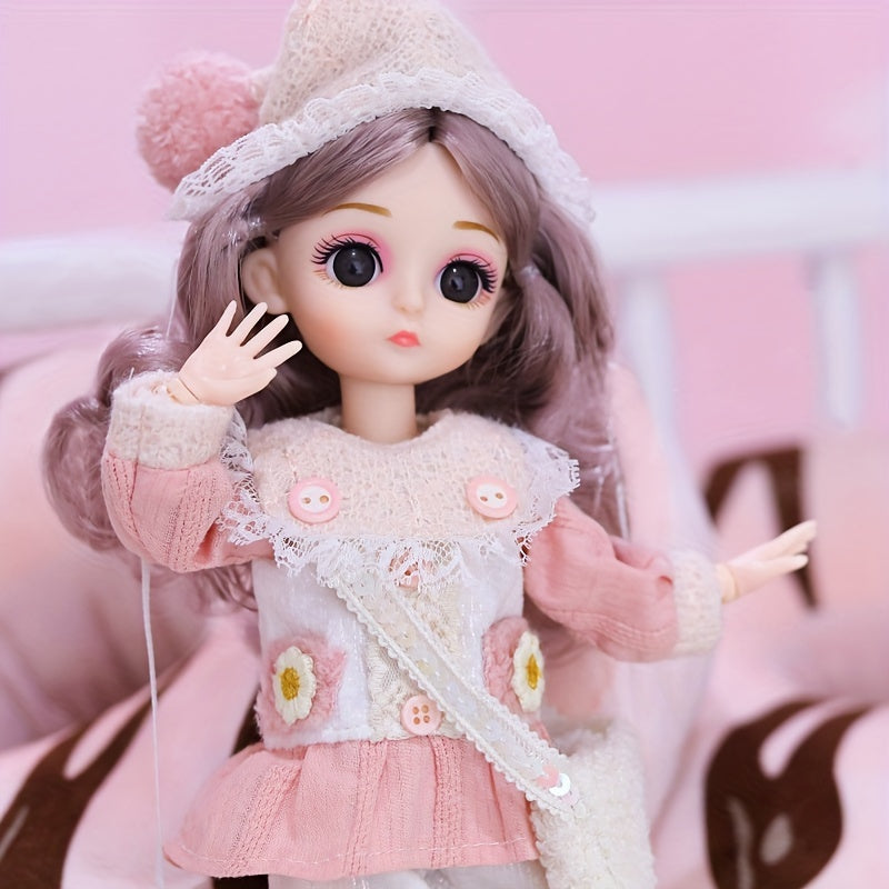29.97cm Fashion Doll Set with Pink White Outfits for Girls Durable ABS Resin