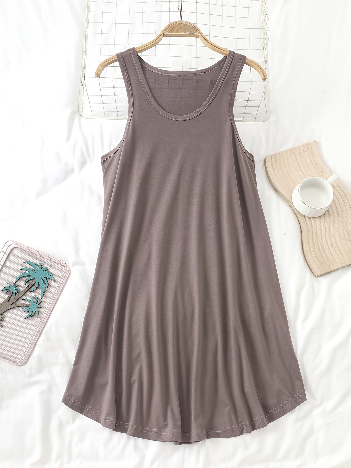 Women's Sleeveless Cotton Nightgowns 3-Pack Solid Color Sleep Dresses