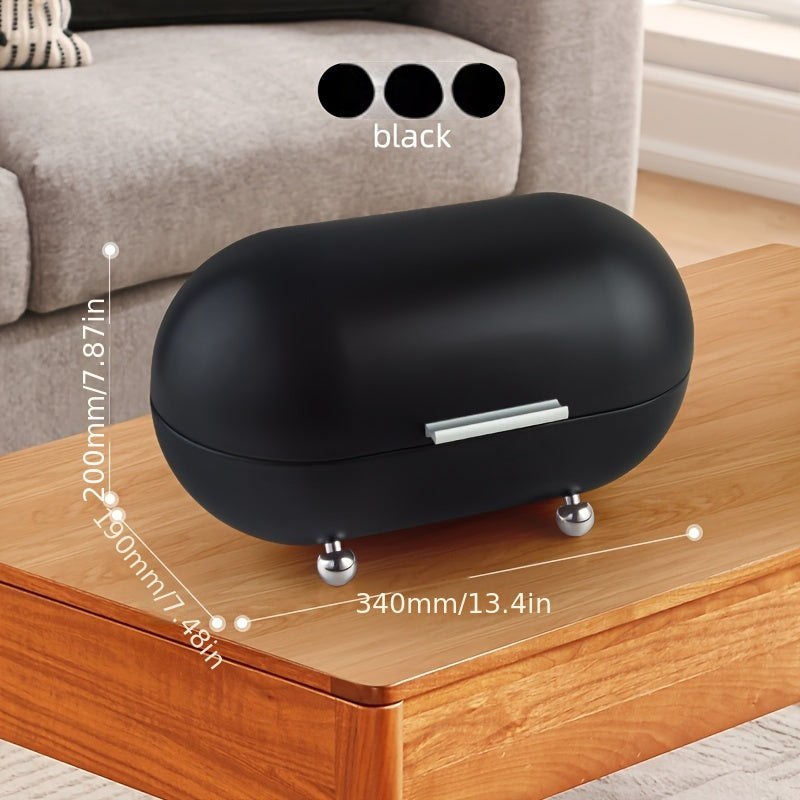 Oval Metal Storage Chest with Flip Top Closure White Non-Waterproof Multipurpose Container