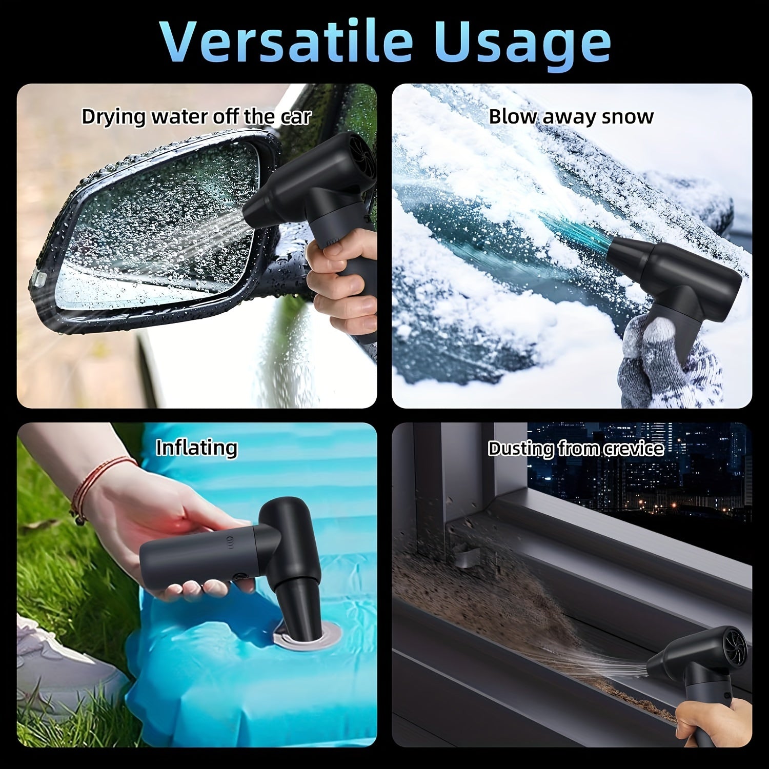 Portable Turbo Jet Fan Rechargeable Blower with High-Speed Air Tube