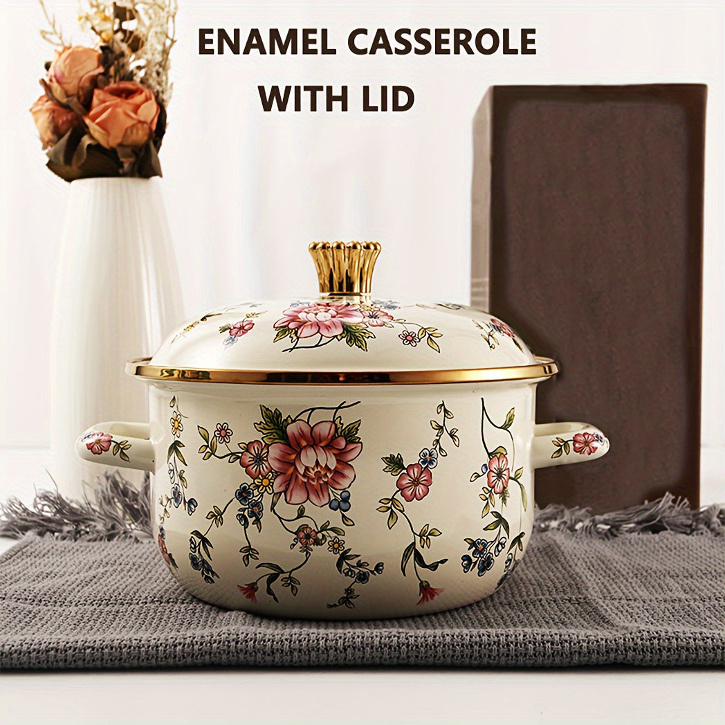 Enamel Double Ear Soup Pot Thickened High-Temperature Resistant for Electric Stove Gas Kitchenware