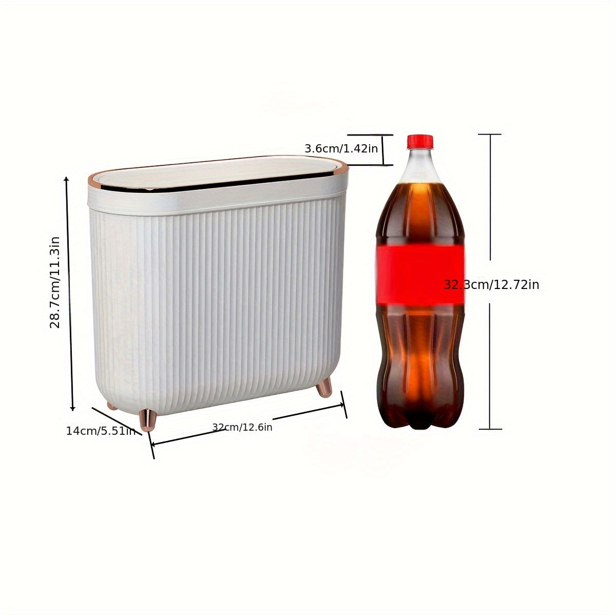 Narrow Slit Trash Can with Lid for Household and Office Use