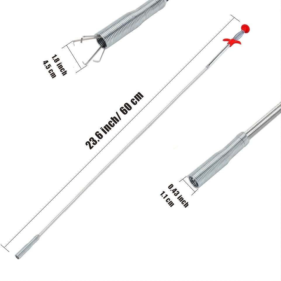 Flexible Reacher Tool 23.6/63 Inches with Claws for Pickup and Drain Cleaning
