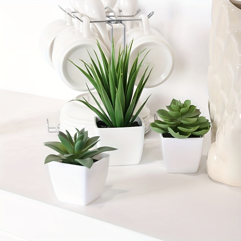 Artificial Succulents Set of 3 Potted Fake Plants for Indoor Decor Living Room Office Bedroom Hotel