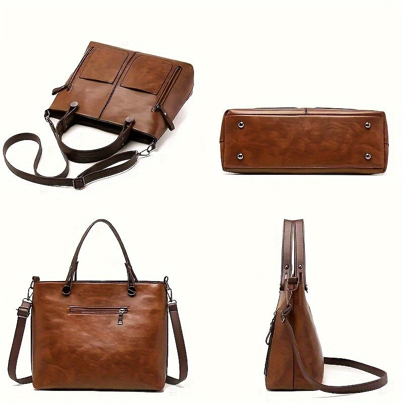 Ayollar uchun kulrang va och jigarrang rangdagi keng vintage uslubidagi xochli sumka, retro dizayni, zipper yopilishi, chetni moylash tugatishi bilan, kundalik foydalanish uchun ideal.