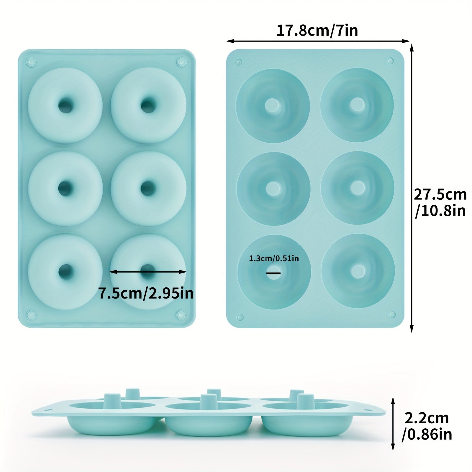 Silicone Donut Mold 6-Cavity Baking Cake Pudding Jelly Chocolate Soap Resin