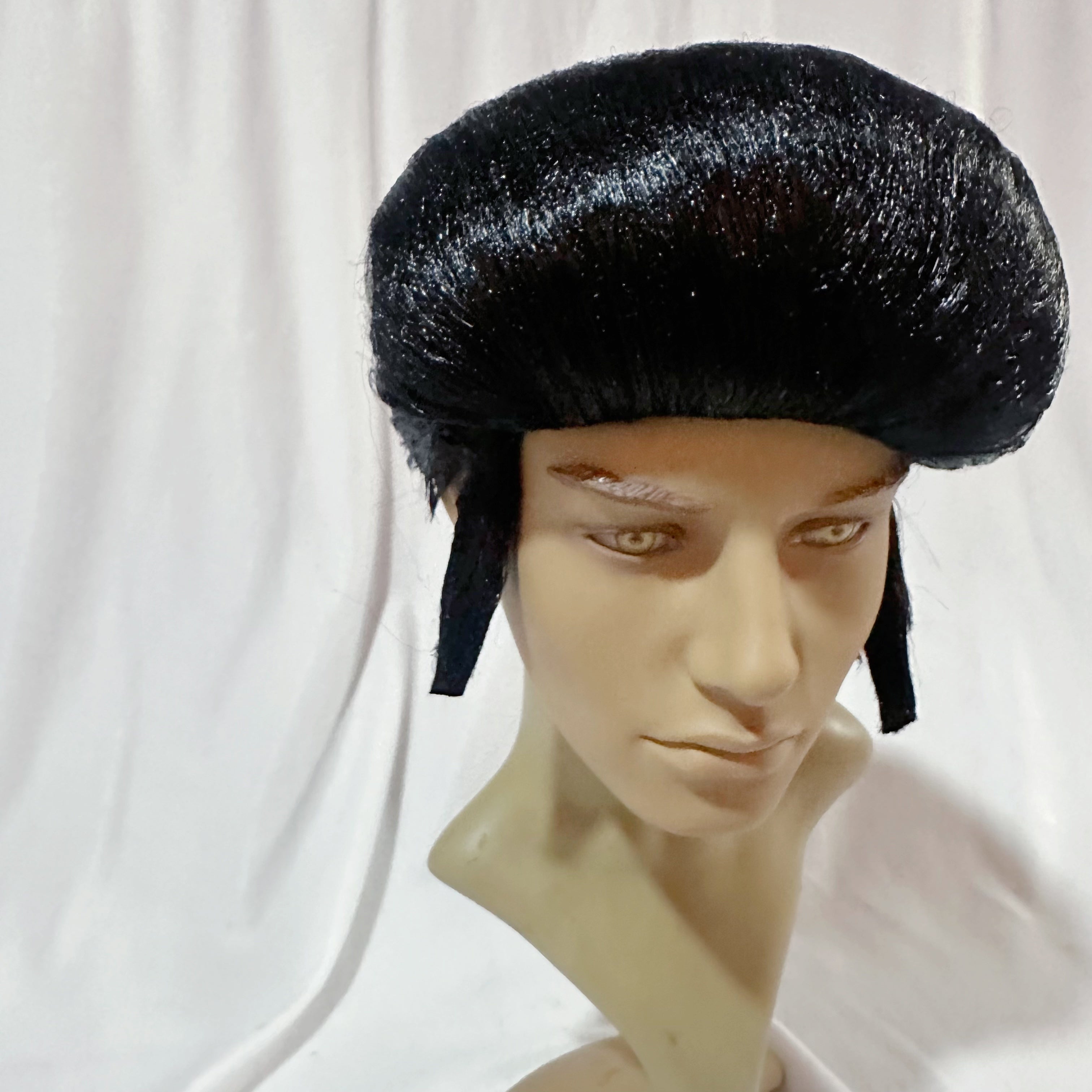 Men's Black Curly Wig for Cosplay and Halloween No Glue Needed Polyester