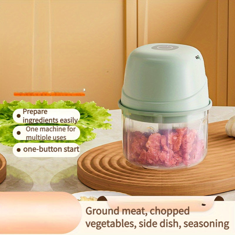 Мини-электрический измельчитель для продуктов с мясорубкой - портативный, перезаряжаемый через USB, аккумулятор 4000 мАч. Идеально подходит для нарезки овощей, измельчения чеснока, нарезки лука кубиками, приготовления фруктовых пюре. Универсальный