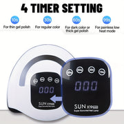 Nail Dryer with 72 LED Beads UV Gel Curing Lamp 4 Timer Settings for Salon Home Use