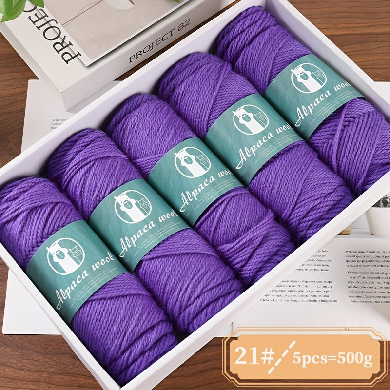 5-Pack Multicolor Alpaca Wool Yarn 500g Thick-Thin Self-Striping and Ombre