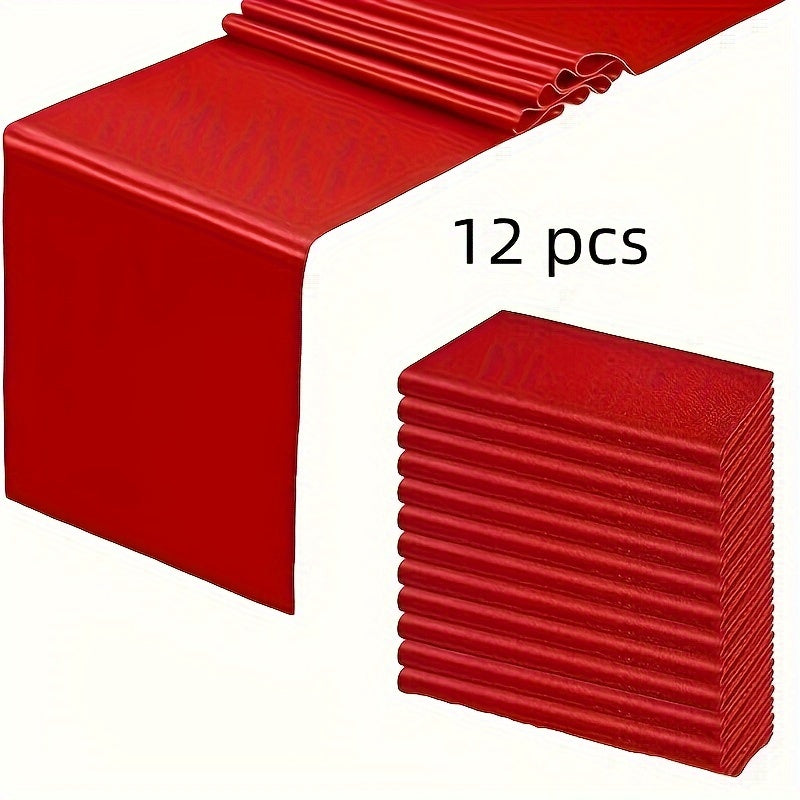 12 Satin table runners in solid colors for weddings, parties, banquets, and events décor.