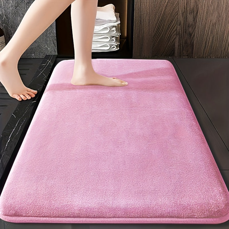 Coral Fleece Bath Mat Non-Slip Absorbent Washable Rug for Bathtub Shower