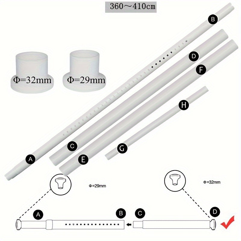 Heavy Duty Adjustable Metal Tension Curtain Rod for Shower Room Divider Window