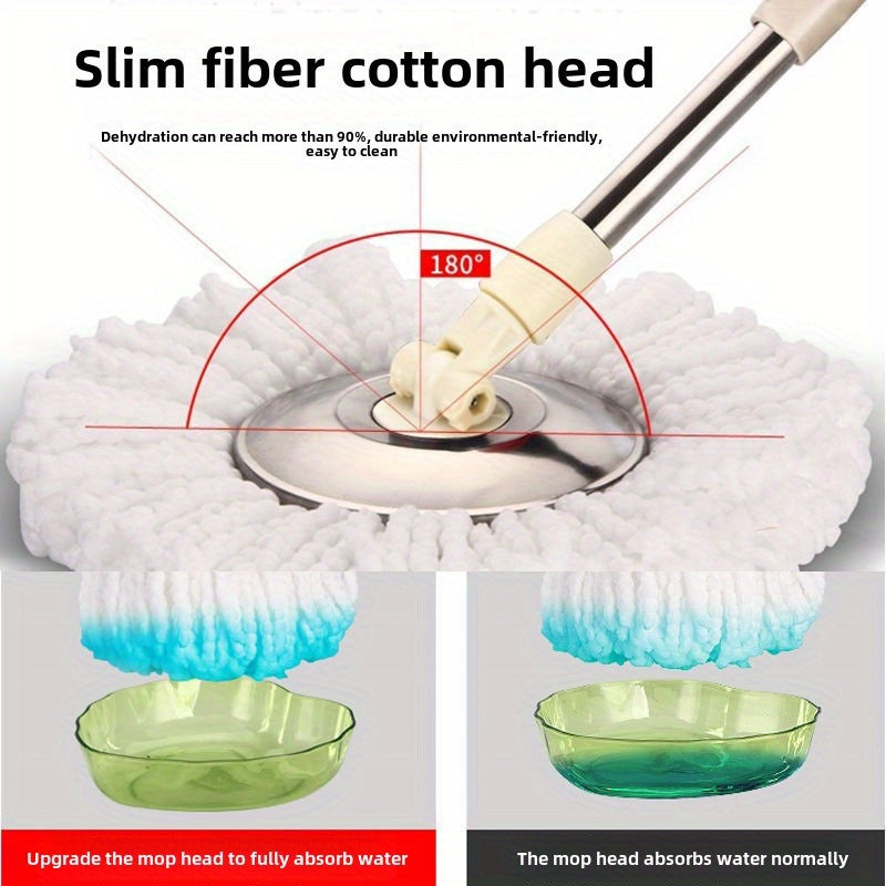 Set de cubo y mopa con mango ajustable y rotación de 360° para suelos y baños