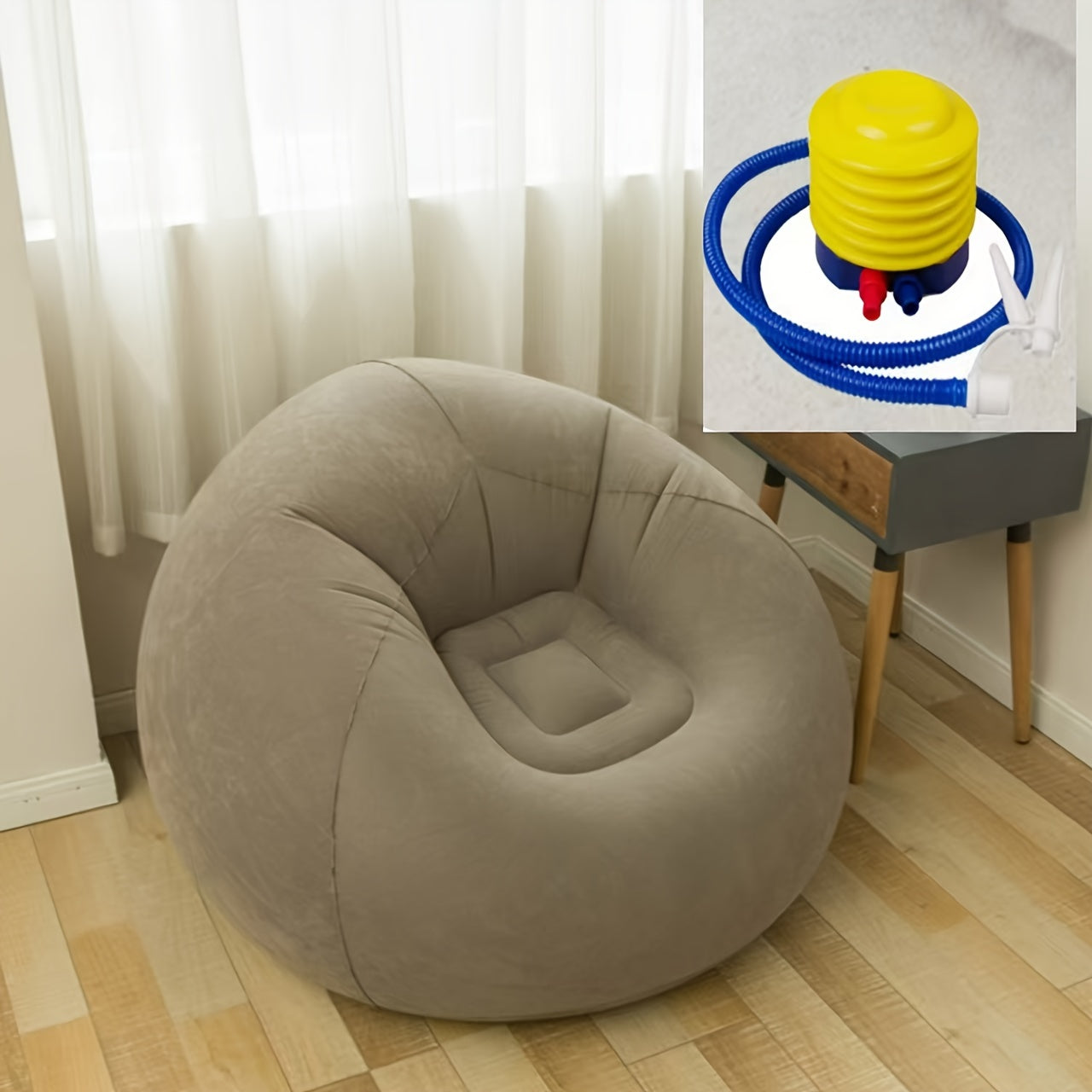 Sofá inflable portátil para acampar con bomba de aire, no se necesita electricidad