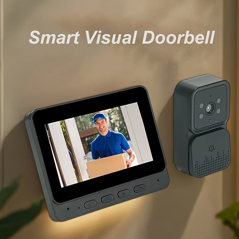 Wireless Video Doorbell with 10.92 cm Screen Infrared Night Vision Two-Way Audio Long Battery Life