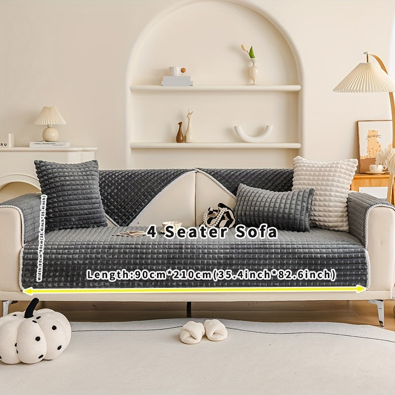 Funda de sofá de terciopelo con respaldo antideslizante para todas las estaciones, amigable con las mascotas, decoración para sala de estar y oficina