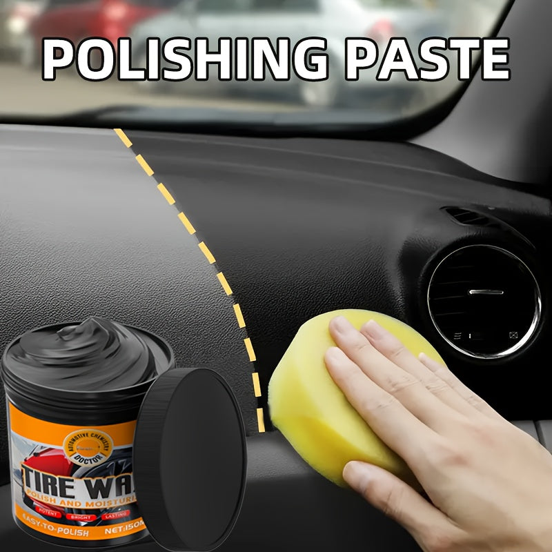 150g Automotive Interior Polishing Paste Car Care Kit with Tire Gloss Wax and Plastic Leather Repair