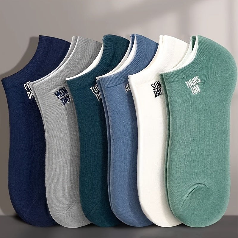 Men's No-Show Socks Pack of 7 Moisture-Wicking Odor-Resistant Alphabet Print