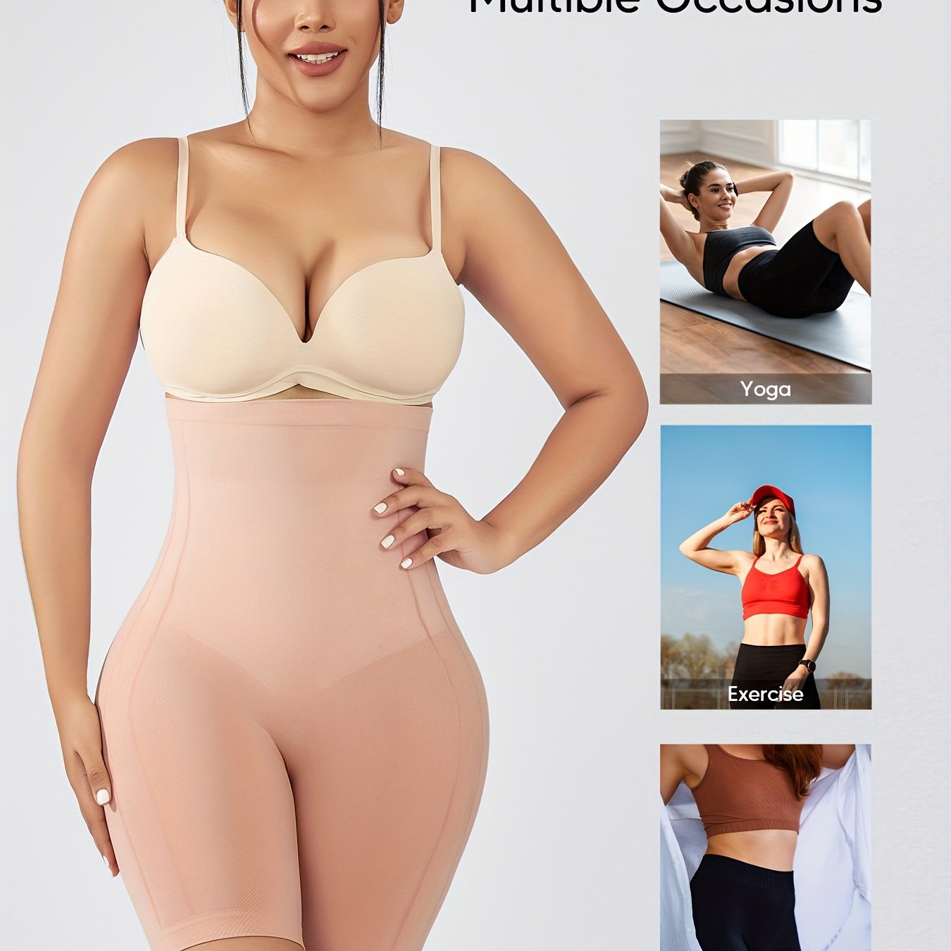 High Waist Solid Shapewear Shorts for Women Tummy Control Butt Lifting