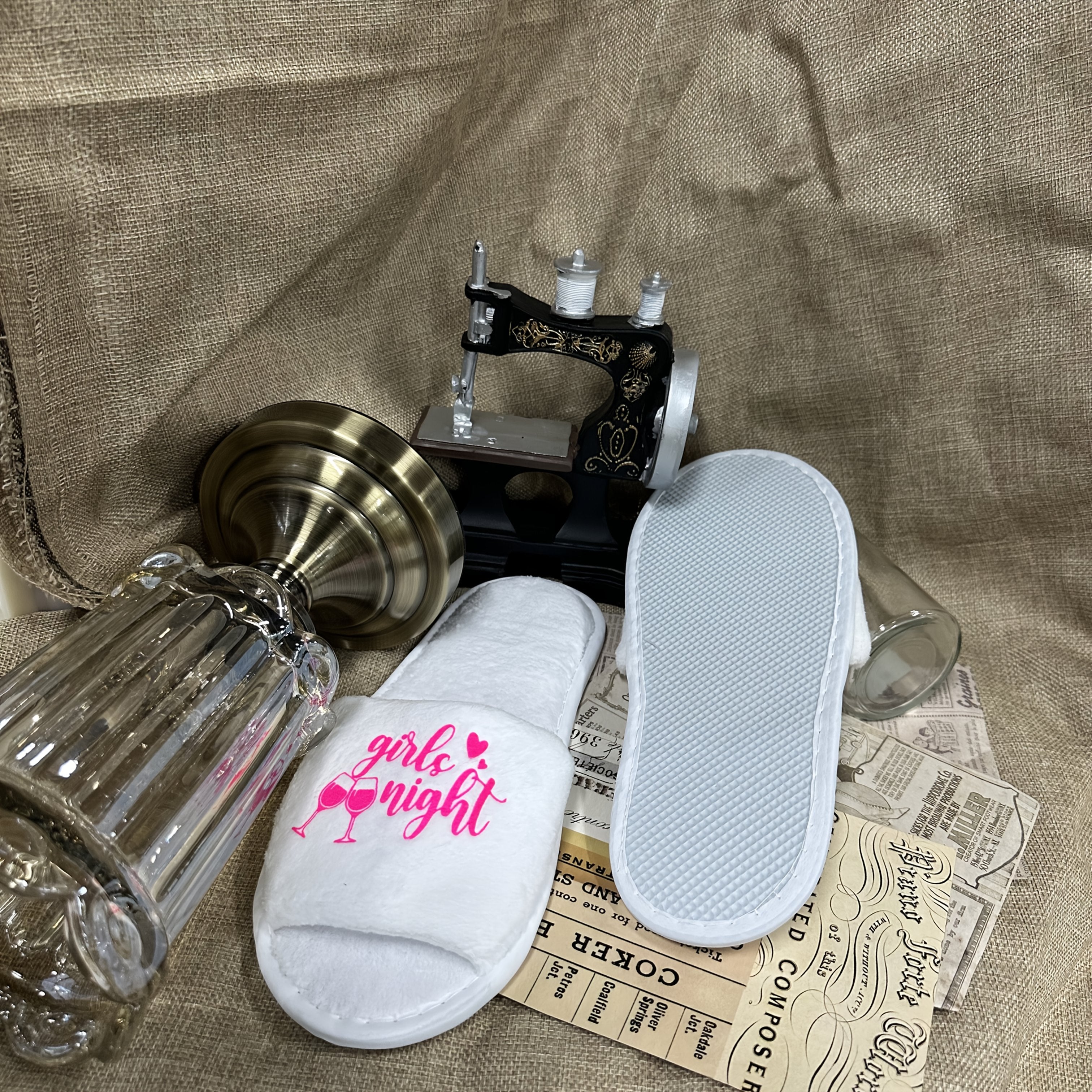 Women's Printed Open-Toe Slides Pink Glass Indoor Slippers Large