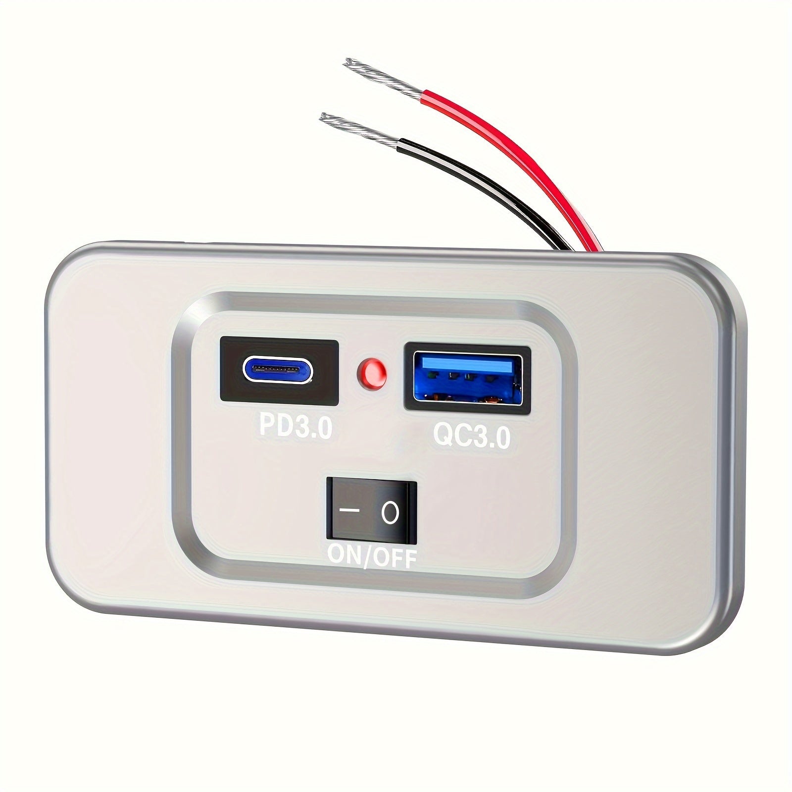 12V RV USB Outlet Wall Mount with PD3.0 and Quick Charge for Marine Truck
