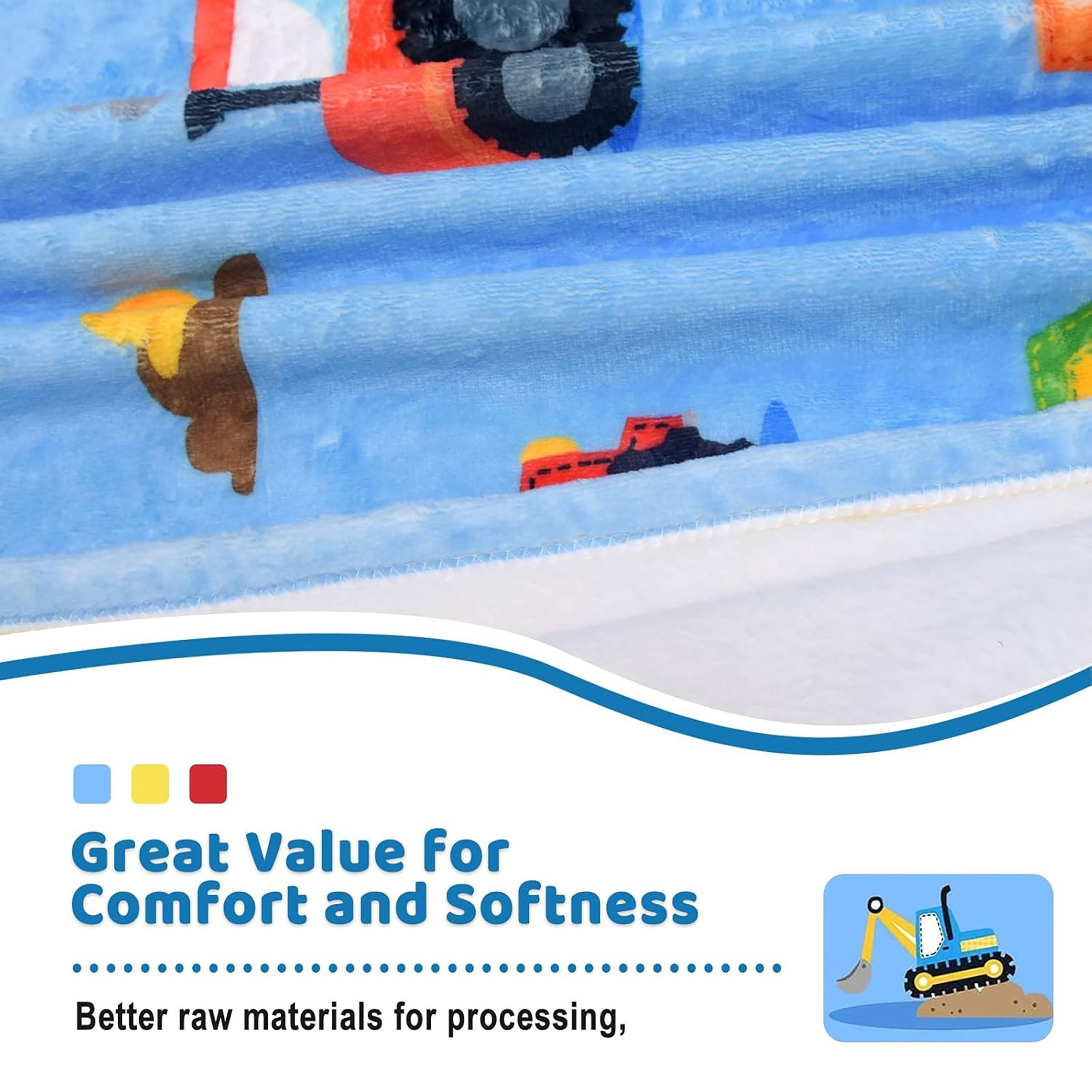 Baby Boys and Girls Lightweight Flannel Velvet Blue Truck Car Blanket 40x50 Inches