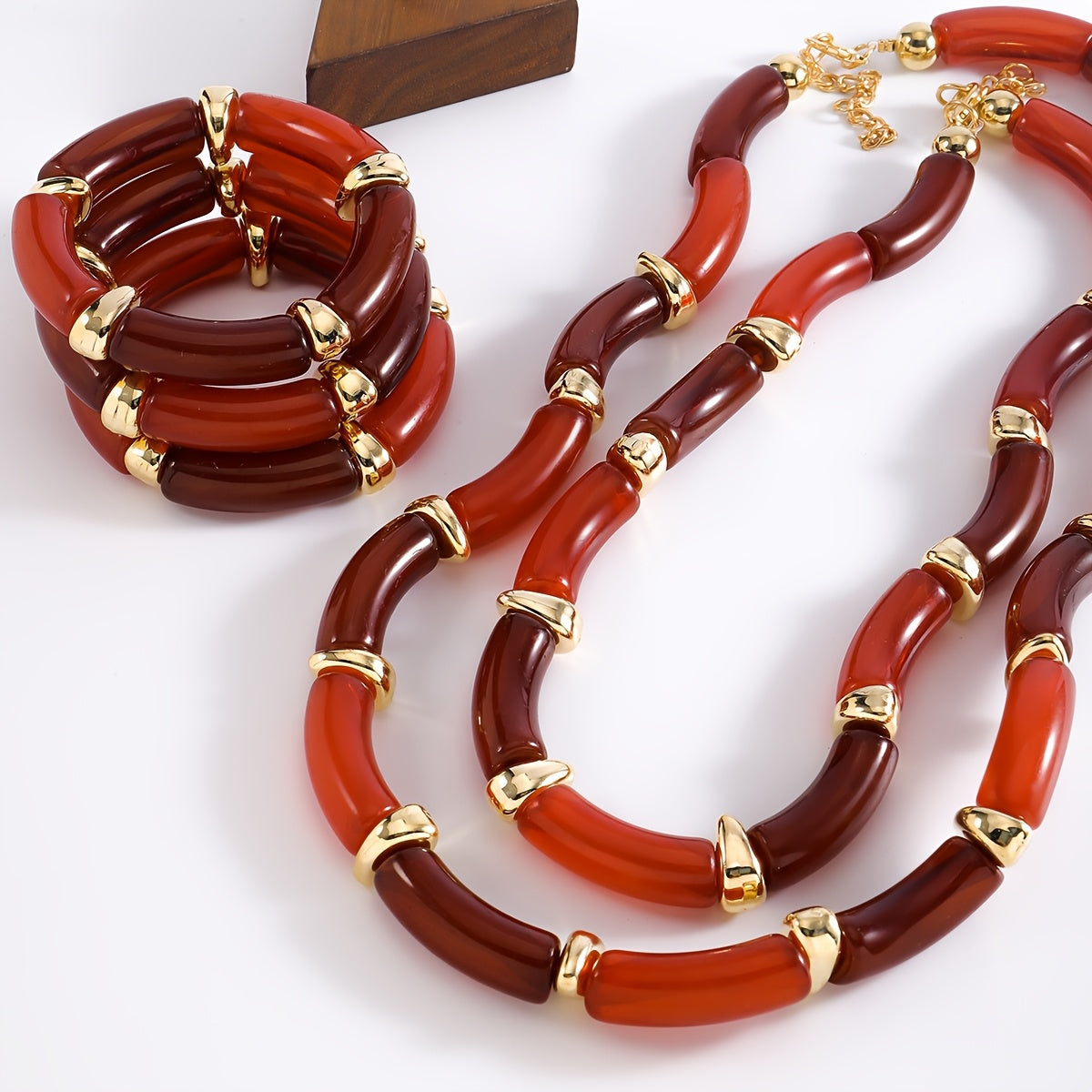 3 ta Vintage va Boho Chic Akril Bambuk Bilaguzuklar to'plami - Har kuni kiyish uchun zamonaviy to'plam bilaguzuklar, Ayollar uchun ideal sovg'a, Cho'ziluvchan, O'ziga xos, Trendy dizayn