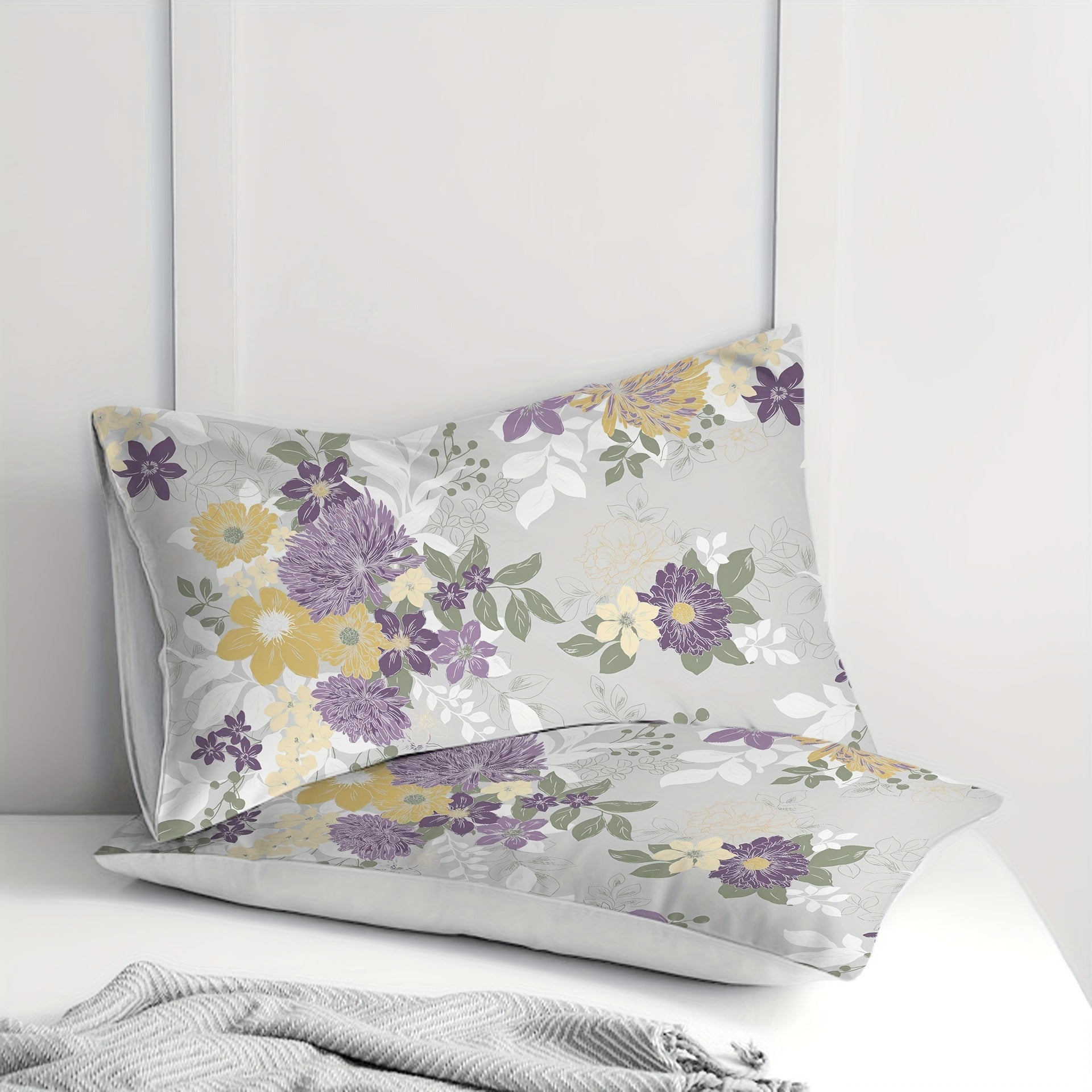 Fundas de almohada con patrón de flores cepilladas, suaves, transpirables, decorativas para dormitorio y sofá