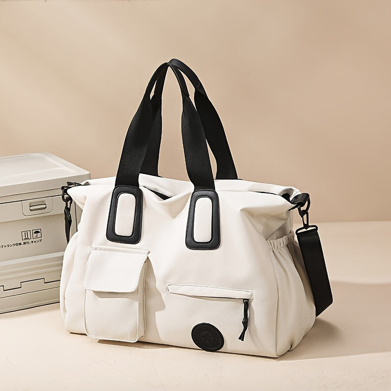 Large Capacity Duffel Bag Oxford Fabric Casual Travel Gym Yoga White Black