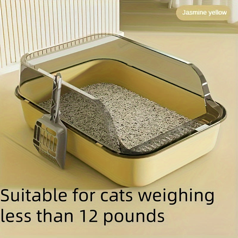 Plastic Cat Litter Box with Shovel Square High Edge Design Easy to Clean