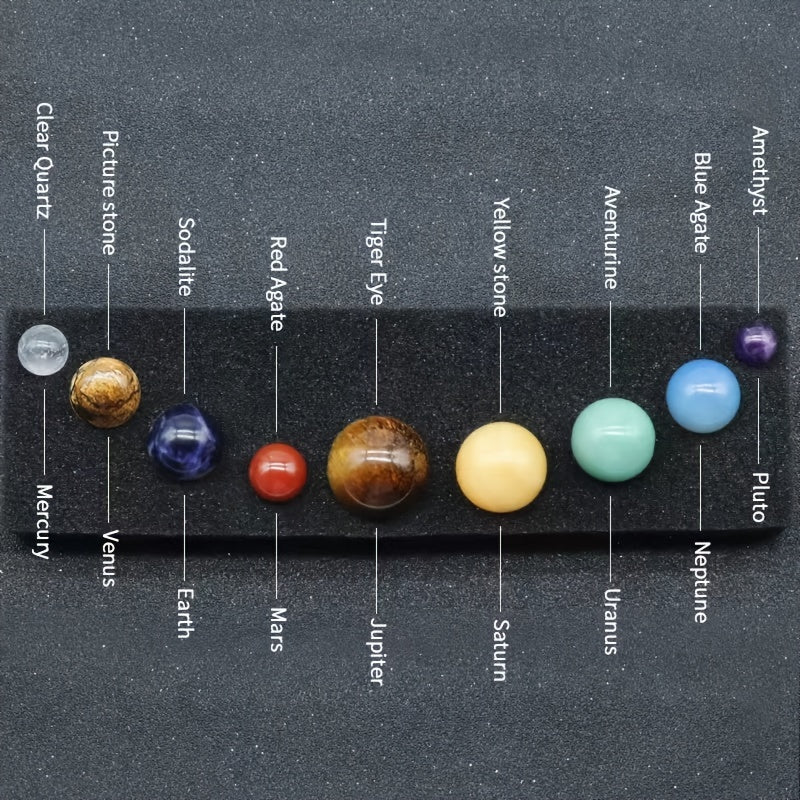 Conjunto de nueve piedras preciosas de cristal natural que representan los planetas del sistema solar para decoración y regalos