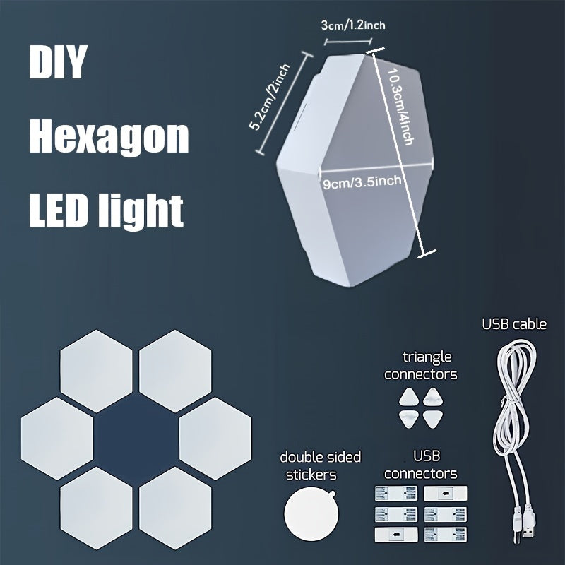 Hexagonal LED Wall Light with Touch Control and Night Light Energy Efficient Modern Decor