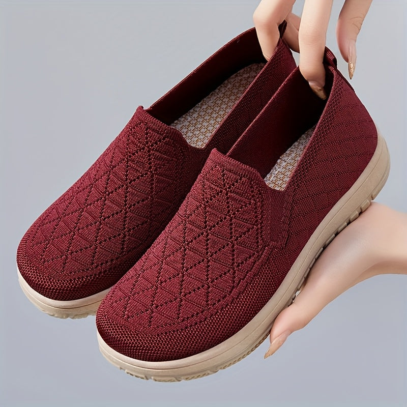 Women's Knit Slip-On Sneakers Breathable Casual Flats for Walking