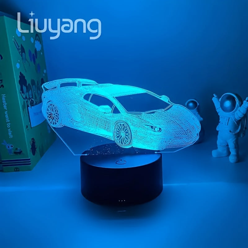 3D Geometric Night Light with Touch Control 7-Color LED Table Lamp USB Powered for Bedroom Living Room